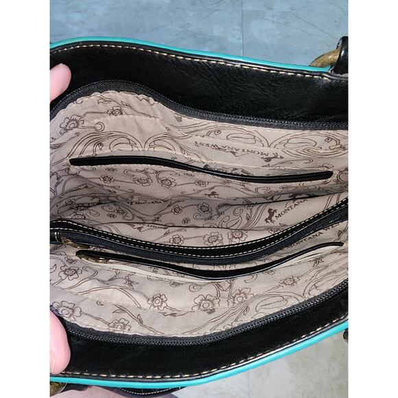 Montana West Concealed Carry Purse Turquoise And Black - Picture 5 of 11
